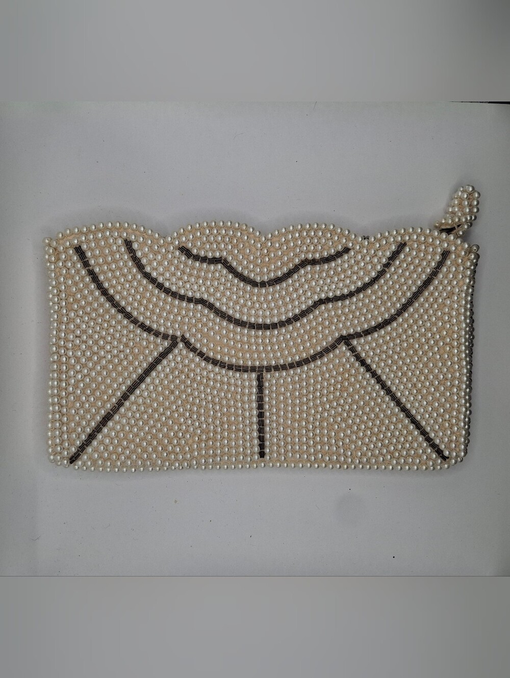 Beautiful Vintage Pearl Beaded Clutch - Cream